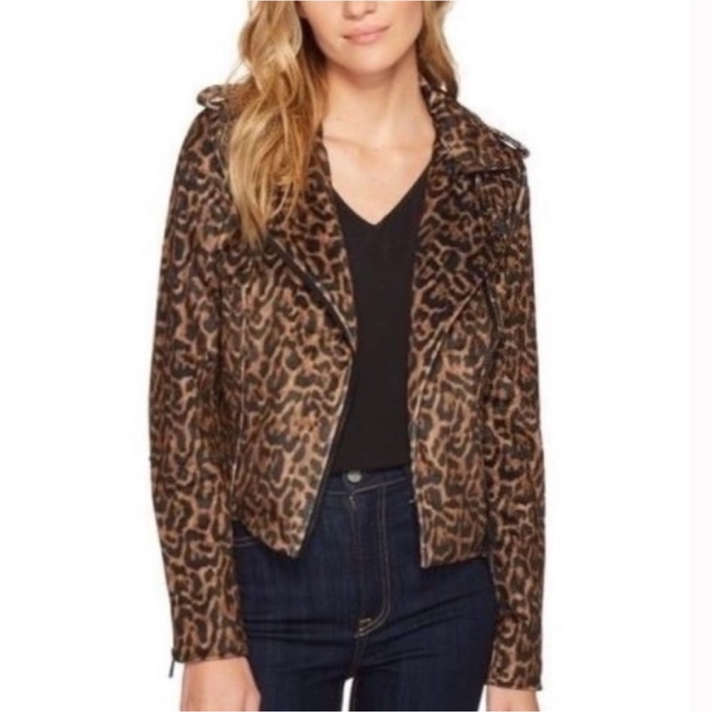 *SOLD* Romeo & Juliet Couture leopard print moto jacket M